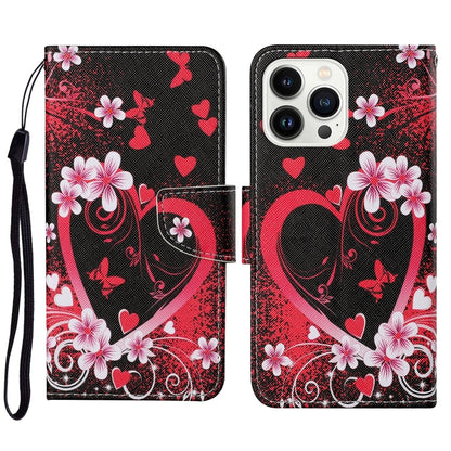 3D Colored Drawing Flip Leather Phone Case, For iPhone 16 Pro Max, For iPhone 16 Pro