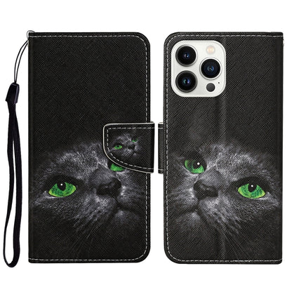3D Colored Drawing Flip Leather Phone Case, For iPhone 16 Pro Max, For iPhone 16 Pro