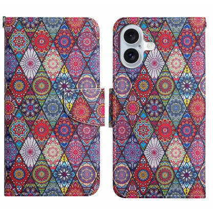 3D Colored Drawing Flip Leather Phone Case, For iPhone 16 Plus, For iPhone 16