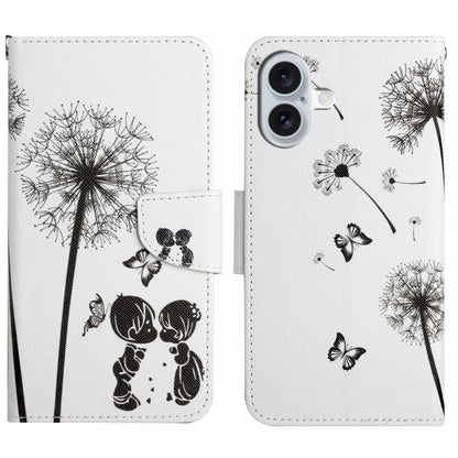 3D Colored Drawing Flip Leather Phone Case, For iPhone 16 Plus, For iPhone 16