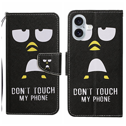 3D Colored Drawing Flip Leather Phone Case, For iPhone 16 Plus, For iPhone 16