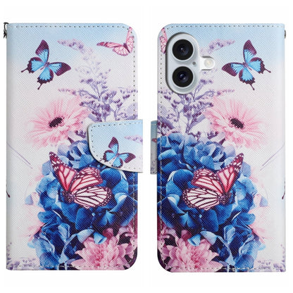 3D Colored Drawing Flip Leather Phone Case, For iPhone 16 Plus, For iPhone 16