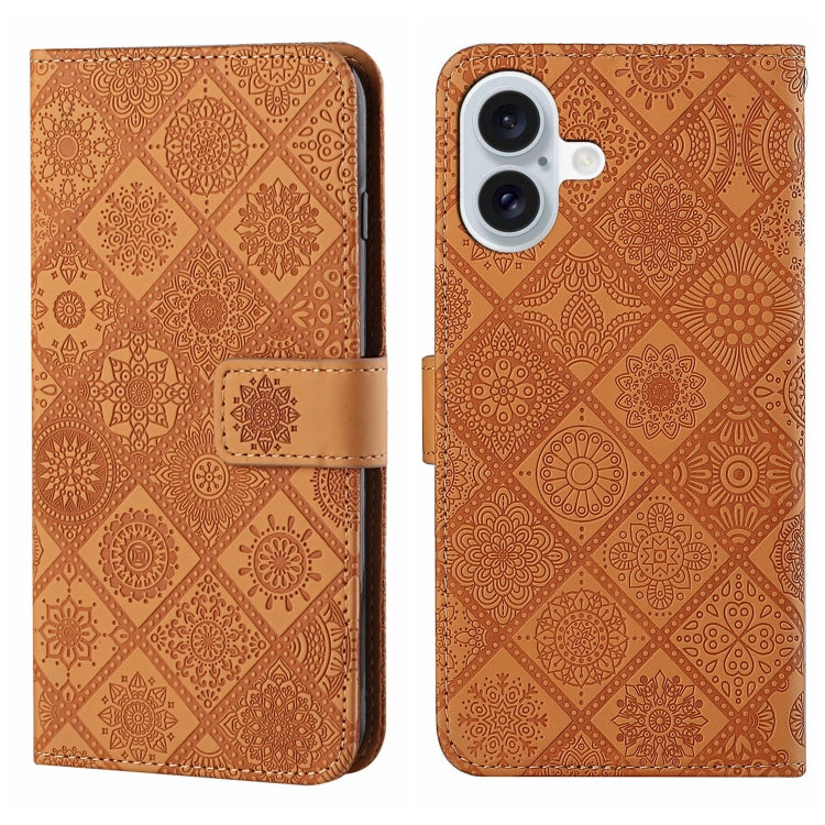 Ethnic Style Embossed Pattern Leather Phone Case, For iPhone 16 Pro Max, For iPhone 16 Pro, For iPhone 16 Plus