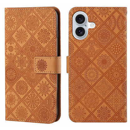 Ethnic Style Embossed Pattern Leather Phone Case, For iPhone 16 Pro Max, For iPhone 16 Pro, For iPhone 16 Plus