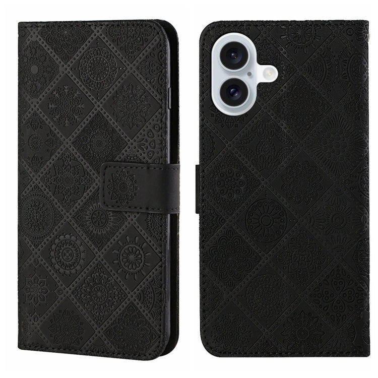 Ethnic Style Embossed Pattern Leather Phone Case, For iPhone 16 Pro Max, For iPhone 16 Pro, For iPhone 16 Plus