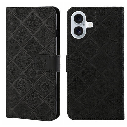 Ethnic Style Embossed Pattern Leather Phone Case, For iPhone 16 Pro Max, For iPhone 16 Pro, For iPhone 16 Plus