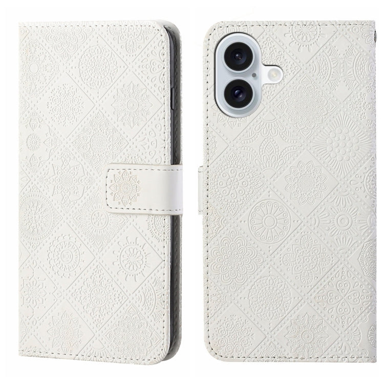 Ethnic Style Embossed Pattern Leather Phone Case, For iPhone 16 Pro Max, For iPhone 16 Pro, For iPhone 16 Plus