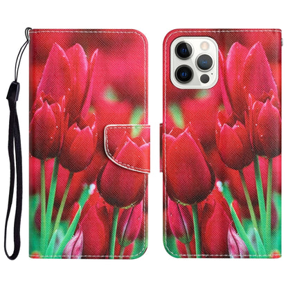 Colored Drawing Leather Phone Case, For iPhone 15 Pro Max, For iPhone 15 Pro, For iPhone 15 Plus, For iPhone 15