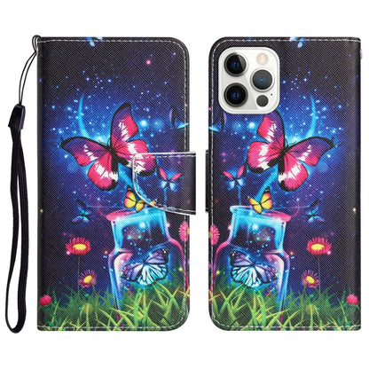 Colored Drawing Leather Phone Case, For iPhone 15 Pro Max, For iPhone 15 Pro, For iPhone 15 Plus, For iPhone 15