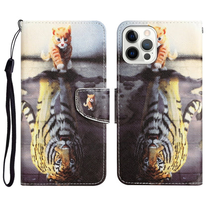 Colored Drawing Leather Phone Case, For iPhone 15 Pro Max, For iPhone 15 Pro, For iPhone 15 Plus, For iPhone 15