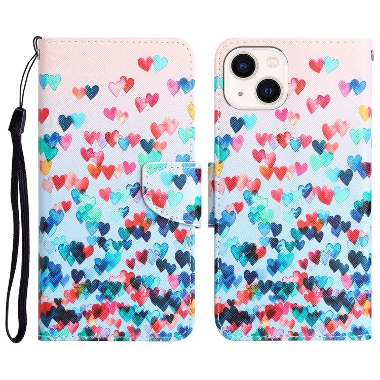 Colored Drawing Leather Phone Case, For iPhone 15 Pro Max, For iPhone 15 Pro, For iPhone 15 Plus, For iPhone 15