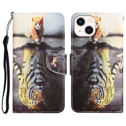 Colored Drawing Leather Phone Case, For iPhone 15 Pro Max, For iPhone 15 Pro, For iPhone 15 Plus, For iPhone 15