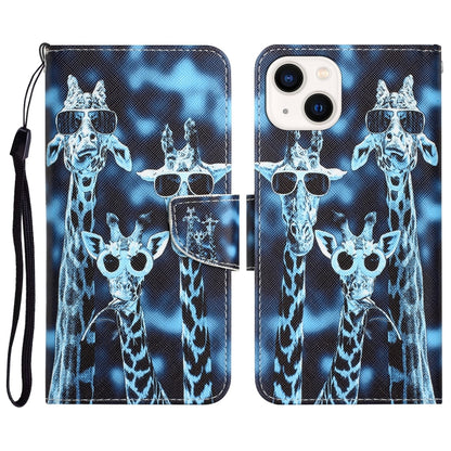 Colored Drawing Leather Phone Case, For iPhone 15 Pro Max, For iPhone 15 Pro, For iPhone 15 Plus, For iPhone 15