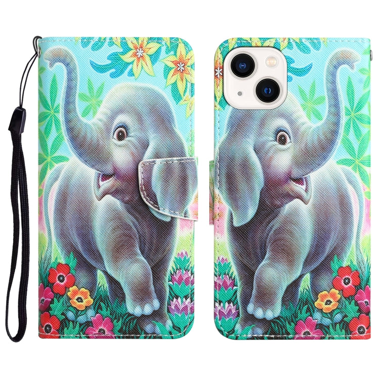 Colored Drawing Leather Phone Case, For iPhone 15 Pro Max, For iPhone 15 Pro, For iPhone 15 Plus, For iPhone 15
