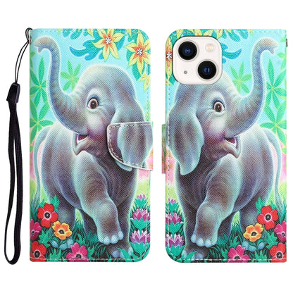 Colored Drawing Leather Phone Case, For iPhone 15 Pro Max, For iPhone 15 Pro, For iPhone 15 Plus, For iPhone 15