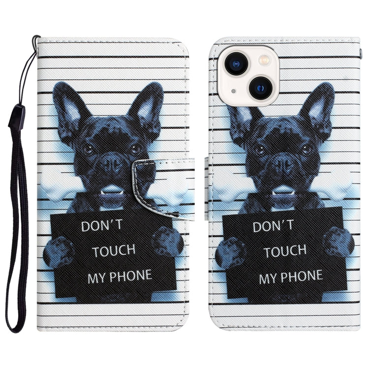 Colored Drawing Leather Phone Case, For iPhone 15 Pro Max, For iPhone 15 Pro, For iPhone 15 Plus, For iPhone 15