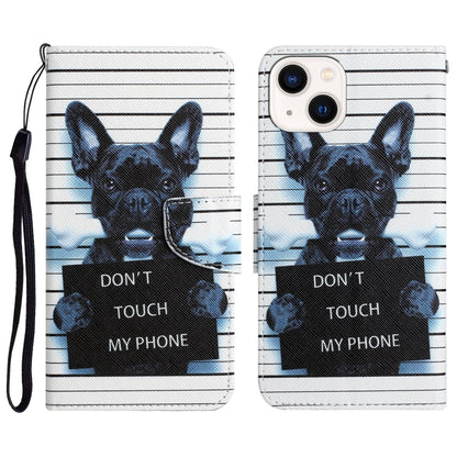 Colored Drawing Leather Phone Case, For iPhone 15 Pro Max, For iPhone 15 Pro, For iPhone 15 Plus, For iPhone 15
