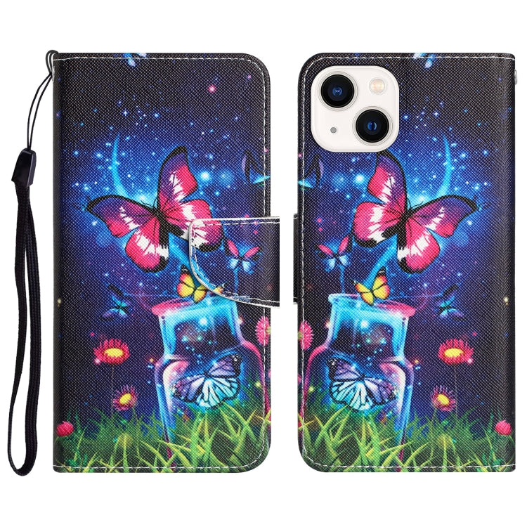 Colored Drawing Leather Phone Case, For iPhone 15 Pro Max, For iPhone 15 Pro, For iPhone 15 Plus, For iPhone 15