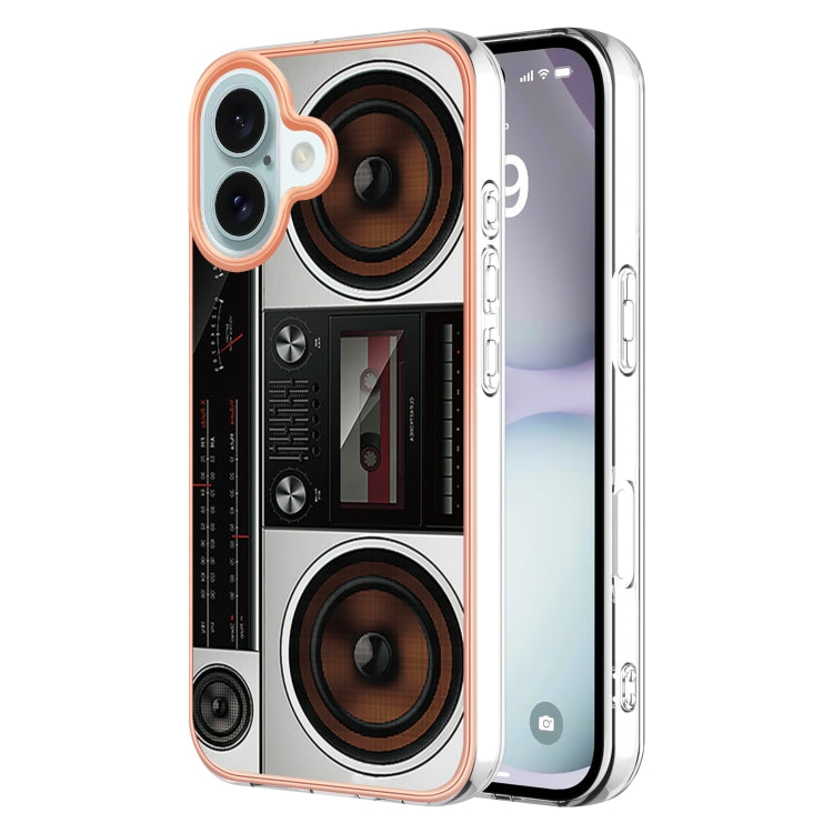 Electroplating Marble Dual-side IMD Phone Case, For iPhone 16 Pro Max, For iPhone 16 Pro, For iPhone 16 Plus