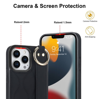 جراب هاتف من البولي يوريثان بحلقة تغطية كاملة غير قابلة للانزلاق مع سوار معصم، لهاتف iPhone 13 Pro، وiPhone 13، وiPhone 13 mini