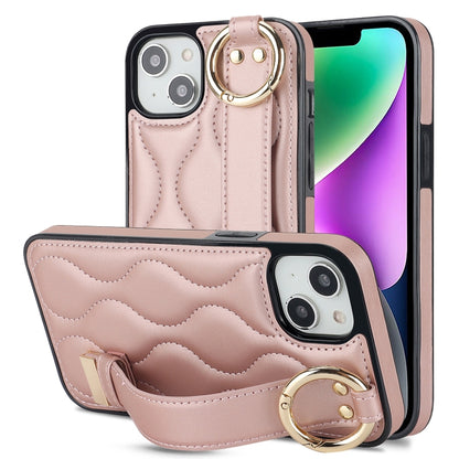 جراب هاتف من البولي يوريثان بحلقة تغطية كاملة غير قابلة للانزلاق مع سوار معصم، لهاتف iPhone 16 وiPhone 14 Plus وiPhone 14