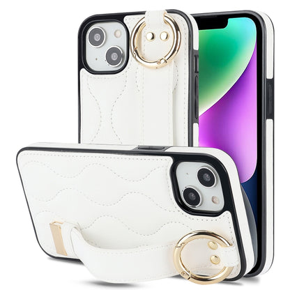 جراب هاتف من البولي يوريثان بحلقة تغطية كاملة غير قابلة للانزلاق مع سوار معصم، لهاتف iPhone 16 وiPhone 14 Plus وiPhone 14