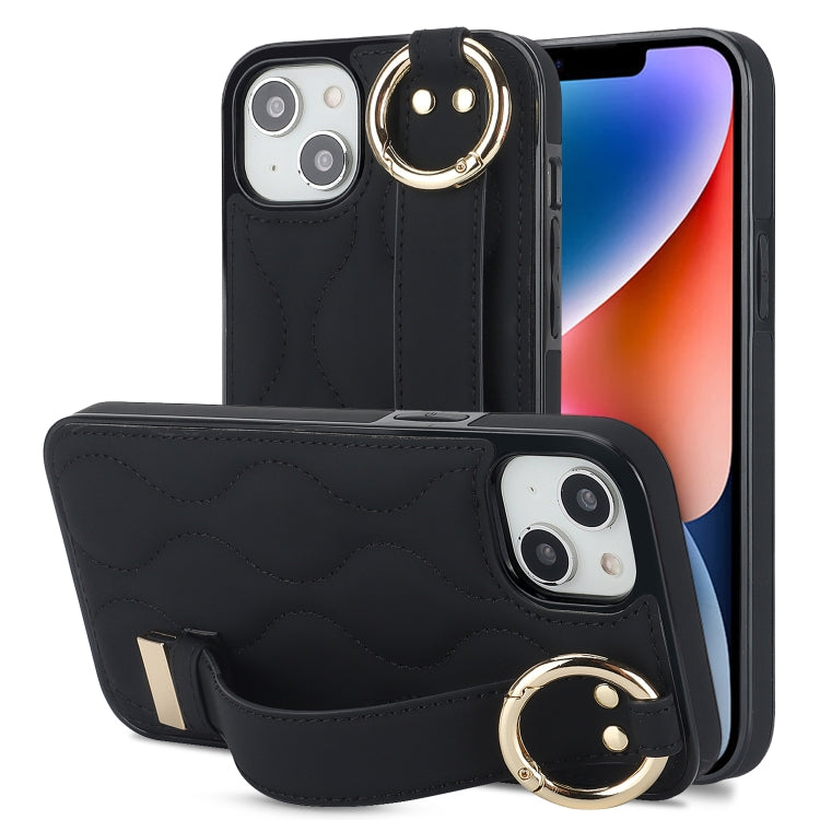 جراب هاتف من البولي يوريثان بحلقة تغطية كاملة غير قابلة للانزلاق مع سوار معصم، لهاتف iPhone 16 وiPhone 14 Plus وiPhone 14