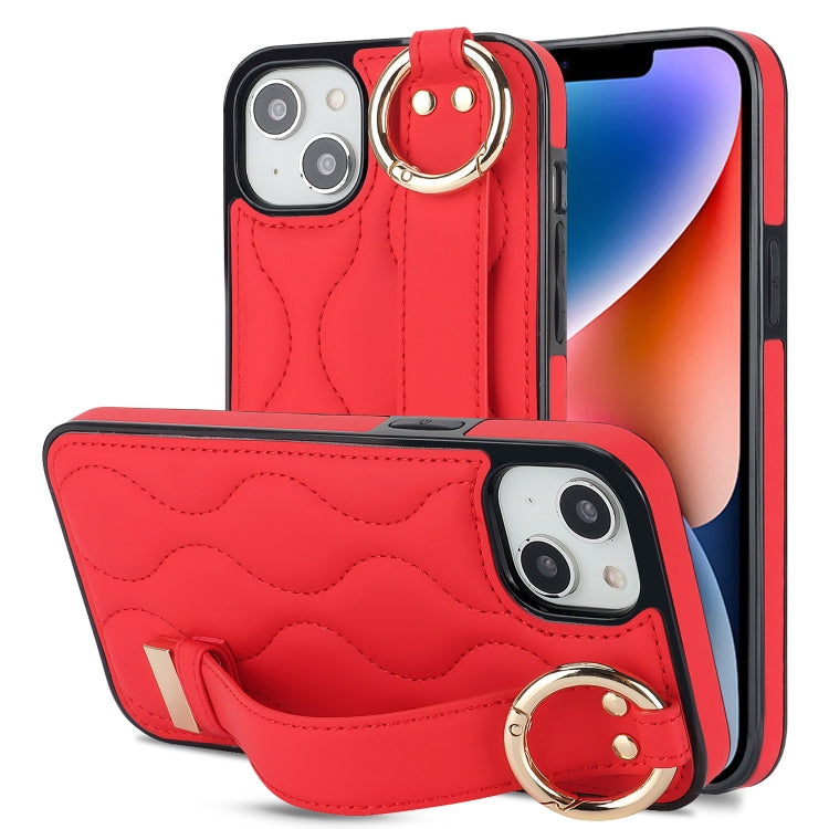جراب هاتف من البولي يوريثان بحلقة تغطية كاملة غير قابلة للانزلاق مع سوار معصم، لهاتف iPhone 16 وiPhone 14 Plus وiPhone 14