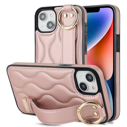جراب هاتف من البولي يوريثان بحلقة تغطية كاملة غير قابلة للانزلاق مع سوار معصم، لهاتف iPhone 16 وiPhone 14 Plus وiPhone 14