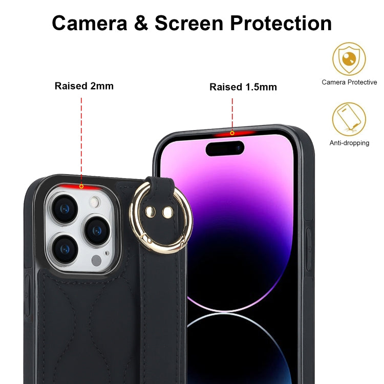 جراب هاتف من البولي يوريثان بحلقة تغطية كاملة غير قابلة للانزلاق مع سوار معصم، لهاتف iPhone 14 Pro، وiPhone 14 Pro Max، وiPhone 13 Pro Max