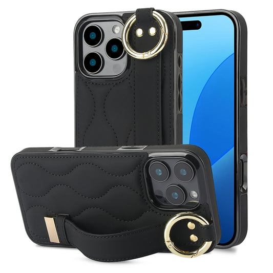 جراب هاتف من البولي يوريثان بحلقة تغطية كاملة غير قابلة للانزلاق مع سوار معصم، لهاتف iPhone 16 Pro Max، وiPhone 16 Pro، وiPhone 16 Plus