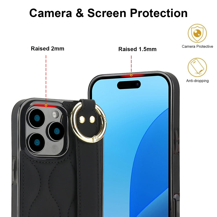جراب هاتف من البولي يوريثان بحلقة تغطية كاملة غير قابلة للانزلاق مع سوار معصم، لهاتف iPhone 16 Pro Max، وiPhone 16 Pro، وiPhone 16 Plus