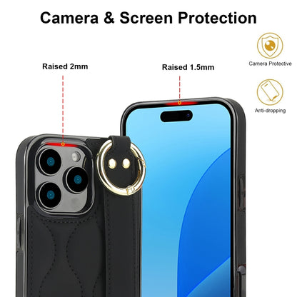 جراب هاتف من البولي يوريثان بحلقة تغطية كاملة غير قابلة للانزلاق مع سوار معصم، لهاتف iPhone 16 Pro Max، وiPhone 16 Pro، وiPhone 16 Plus