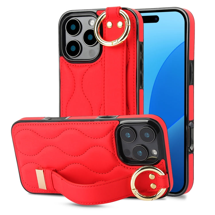 جراب هاتف من البولي يوريثان بحلقة تغطية كاملة غير قابلة للانزلاق مع سوار معصم، لهاتف iPhone 16 Pro Max، وiPhone 16 Pro، وiPhone 16 Plus