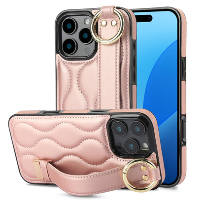 جراب هاتف من البولي يوريثان بحلقة تغطية كاملة غير قابلة للانزلاق مع سوار معصم، لهاتف iPhone 16 Pro Max، وiPhone 16 Pro، وiPhone 16 Plus