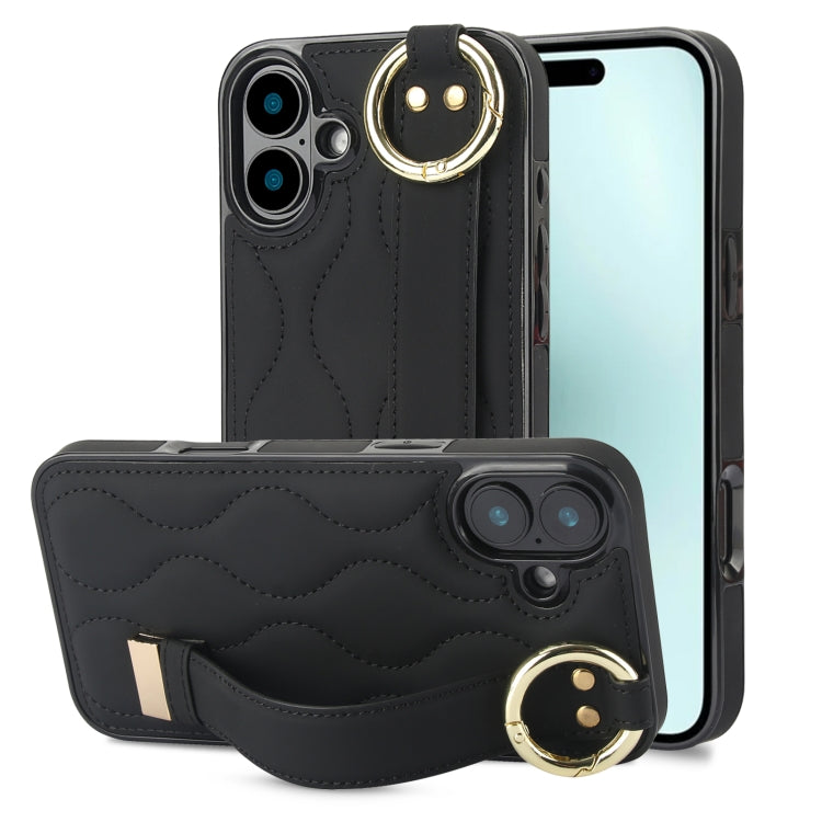جراب هاتف من البولي يوريثان بحلقة تغطية كاملة غير قابلة للانزلاق مع سوار معصم، لهاتف iPhone 16 Pro Max، وiPhone 16 Pro، وiPhone 16 Plus