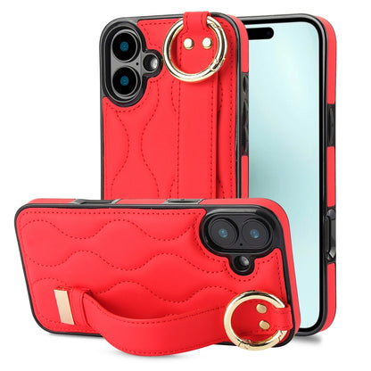 جراب هاتف من البولي يوريثان بحلقة تغطية كاملة غير قابلة للانزلاق مع سوار معصم، لهاتف iPhone 16 Pro Max، وiPhone 16 Pro، وiPhone 16 Plus