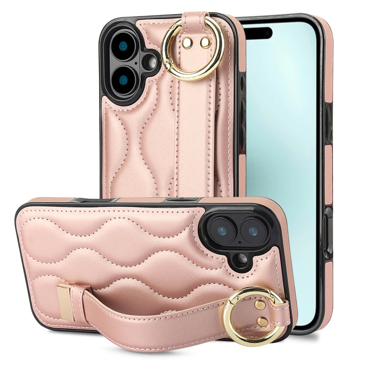 جراب هاتف من البولي يوريثان بحلقة تغطية كاملة غير قابلة للانزلاق مع سوار معصم، لهاتف iPhone 16 Pro Max، وiPhone 16 Pro، وiPhone 16 Plus