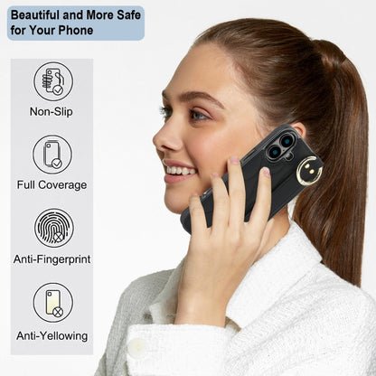 جراب هاتف من البولي يوريثان بحلقة تغطية كاملة غير قابلة للانزلاق مع سوار معصم، لهاتف iPhone 16 وiPhone 14 Plus وiPhone 14