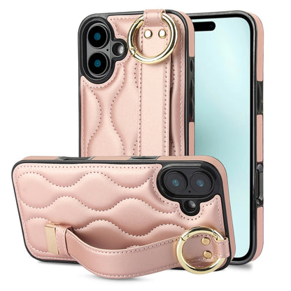 جراب هاتف من البولي يوريثان بحلقة تغطية كاملة غير قابلة للانزلاق مع سوار معصم، لهاتف iPhone 16 وiPhone 14 Plus وiPhone 14