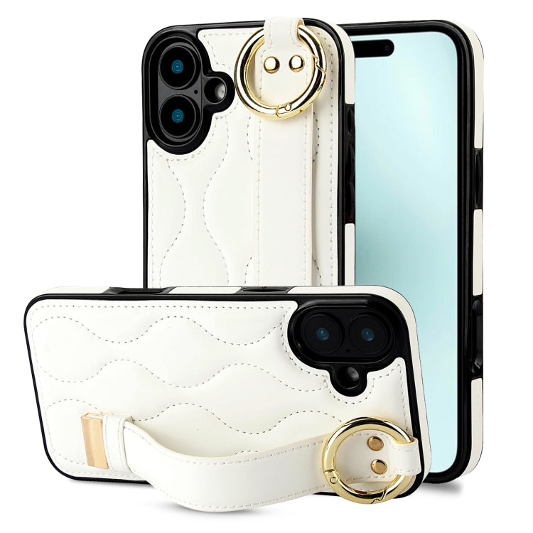 جراب هاتف من البولي يوريثان بحلقة تغطية كاملة غير قابلة للانزلاق مع سوار معصم، لهاتف iPhone 16 وiPhone 14 Plus وiPhone 14