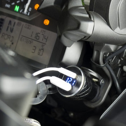 German EU Plug Special Motorcycle Elbow Charger Dual USB Voltmeter 4.2A Charger, Black, Blue, Red, Gold
