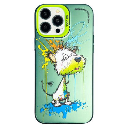 Double Layer Color Silver Series Animal Oil Painting Phone Case, For iPhone 15 Plus, For iPhone 14 Pro Max