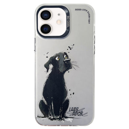 Double Layer Color Silver Series Animal Oil Painting Phone Case, For iPhone 12, For iPhone 12 Pro Max