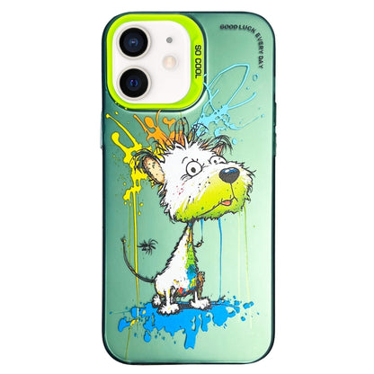 Double Layer Color Silver Series Animal Oil Painting Phone Case, For iPhone 12 Pro, For iPhone 11