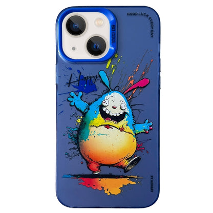 Double Layer Color Silver Series Animal Oil Painting Phone Case, For iPhone 15 Plus, For iPhone 14 Pro Max