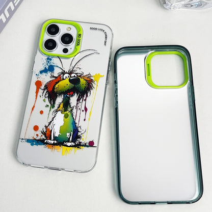 Double Layer Color Silver Series Animal Oil Painting Phone Case, For iPhone 15 Plus, For iPhone 14 Pro Max