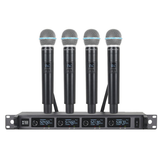 XTUGA A140-H Wireless Microphone System 4 Channel UHF Handheld Microphone
