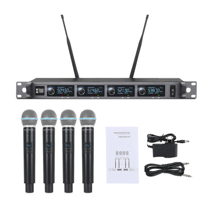 XTUGA A140-H Wireless Microphone System 4 Channel UHF Handheld Microphone