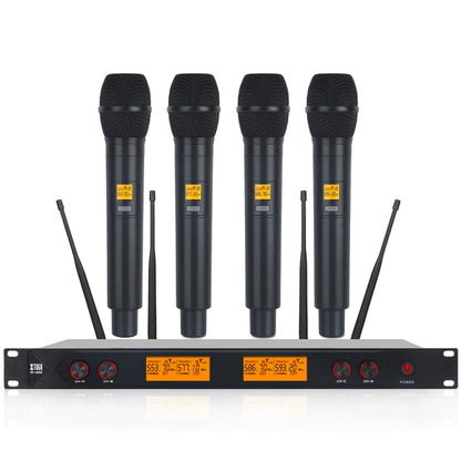 XTUGA A400-H Professional 4-Channel UHF Wireless Microphone System with 4 Handheld Microphone